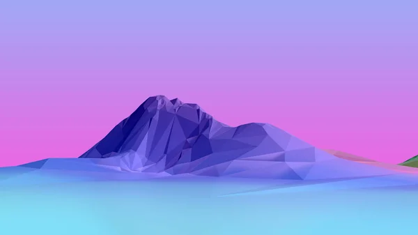 Mehrfarbige Drahtgitter Berge Hintergrund Mit Klarem Himmel Rendering lizenzfreie Stockfotos