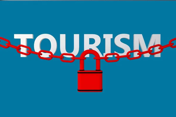 Tourisme Interdiction Concept Chaîne Cadenas Rendu — Photo