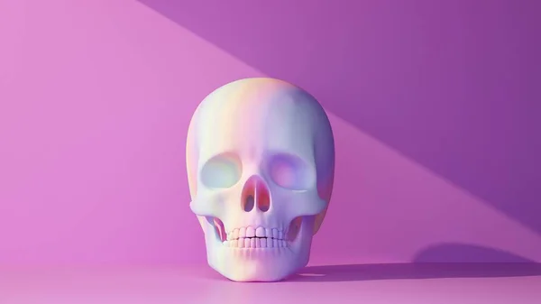 Skull Colorful Beam Light Rendering — 图库照片