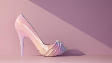 Pastel kadın ayakkabısı ve fotokopi alanı. 3d oluşturma
