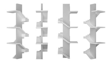 Merdivenin beyaz kısmı izole edilmiş. 3d oluşturma