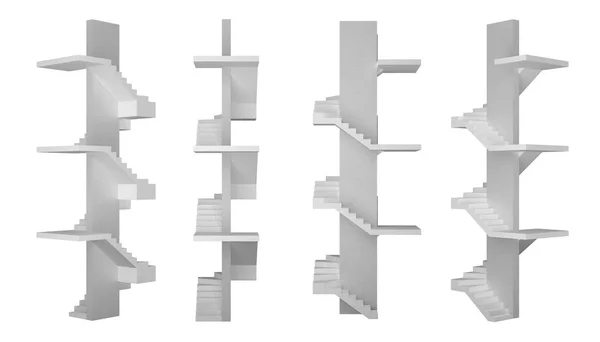 Część Schodów Izolowana Biało Renderowanie — Zdjęcie stockowe