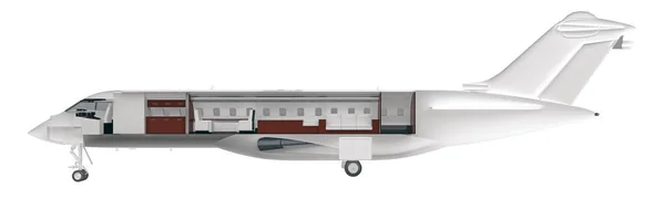 Prywatny Jet Cutaway Odcinek Boczny Widok Izolowany Białym Renderowanie — Zdjęcie stockowe