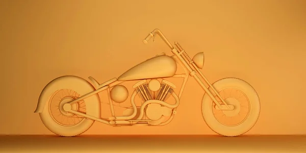 Vista Lateral Larga Moto Naranja Renderizado — Foto de Stock