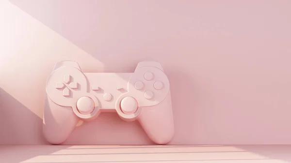 Pink Solid Color Gaming Joystick Copy Space Rendering — Stock Photo, Image