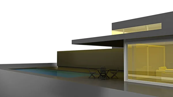Modern Minimalistic Black Building Exterior Copy Space Rendering — Fotografia de Stock