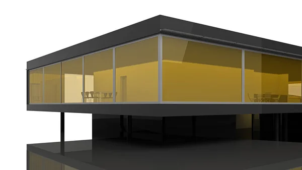 Modern Minimalistic Black Villa Exterior Close Rendering — Stock Fotó