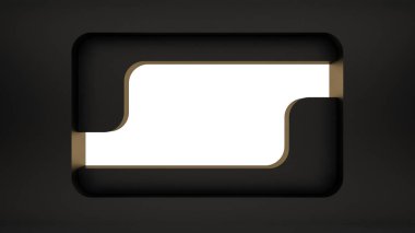 rectangle with rounded corners in the black wall and pedestal. 3d rendering
