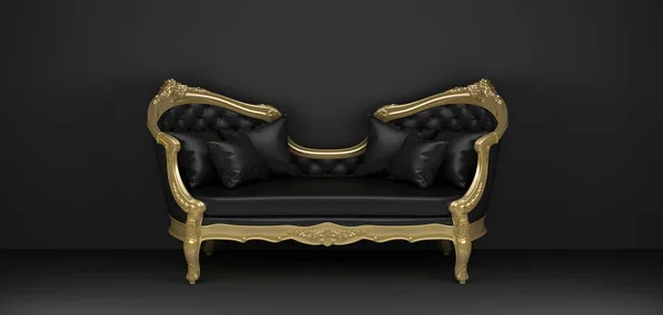 Unusual Symmetrical Black Sofa Front View Rendering — Foto Stock