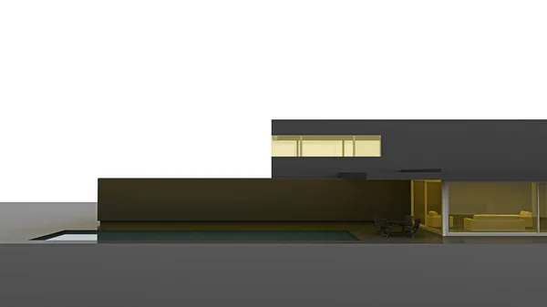 Modern Minimalistic Black Building Exterior Copy Space Rendering — Foto de Stock