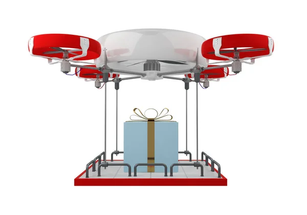 Drone Gift Box Isolated White Rendering — Foto Stock