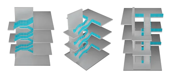 Часть Лестничного Этажа Изолирована Белом Рендеринг — стоковое фото