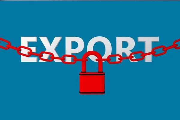 Proibição Exportação Cadeado Cadeia Conceito Renderização — Fotografia de Stock
