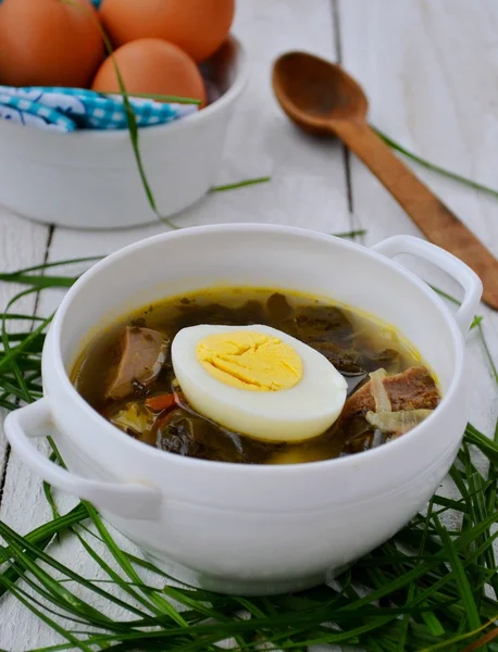 Dock soup with egg — Stock Photo, Image