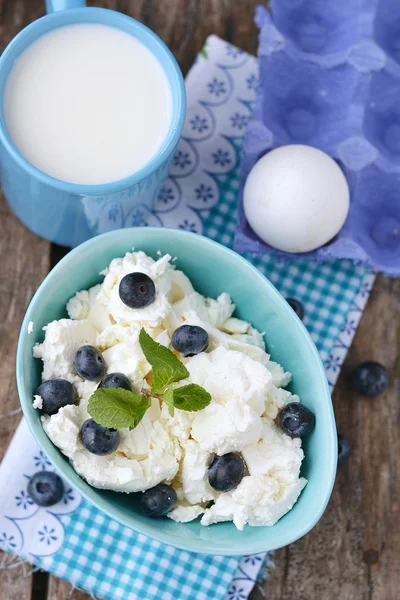 Cottage chese with blueberry — Stock Photo, Image