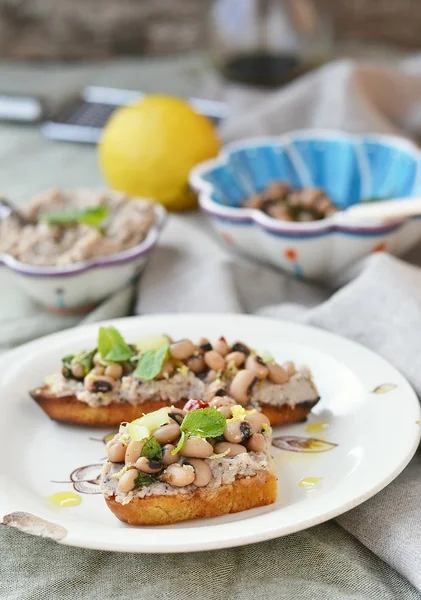 Bruschetta med bönor — Stockfoto