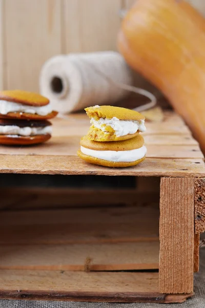 Pompoen whoopie cookie — Stockfoto