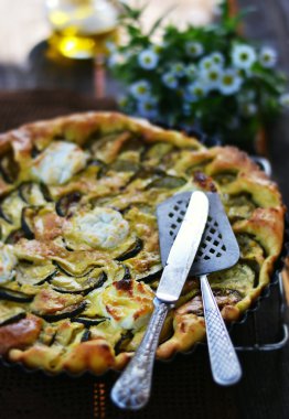 clafoutis with zucchini and goat cheese clipart