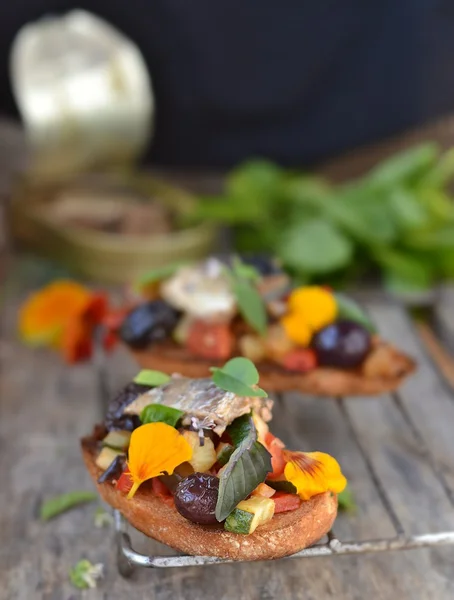 Bruschetta s ratatouille — Stock fotografie