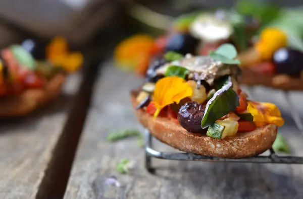 Bruschetta ratatouille ile — Stok fotoğraf