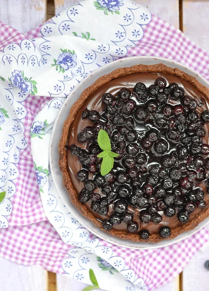 Schokolade und Blaubeerkuchen — Stockfoto