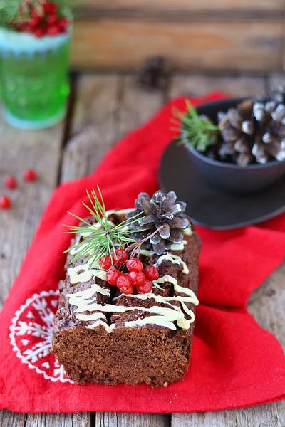 Weihnachtsschokoladenkuchen. — Stockfoto