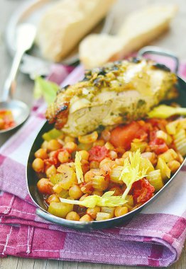 kızarmış tavuk veath sebze