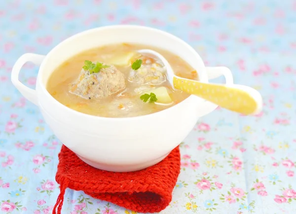 Sopa com quenelles — Fotografia de Stock