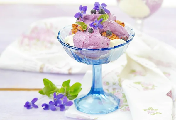 Dessert aus Blaubeeren und Quark — Stockfoto