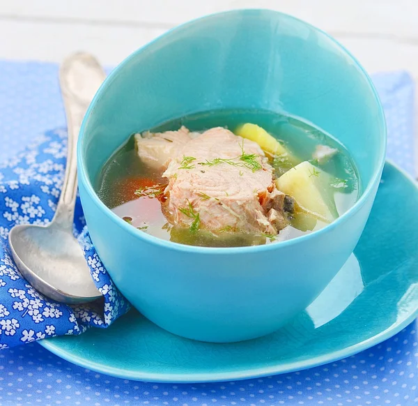 Sopa de pescado de salmón — Foto de Stock