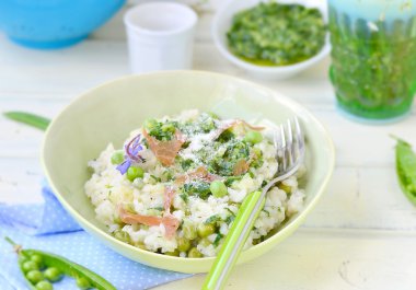 Yeşil bezelye risotto