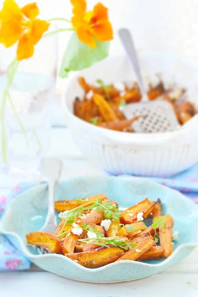 Baked carrot with feta cheese — Stock Photo, Image