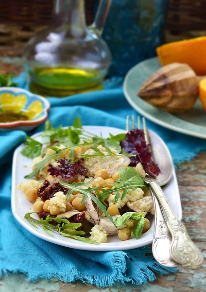 Salad with chicken, chickpea  and couscous — Stock Photo, Image