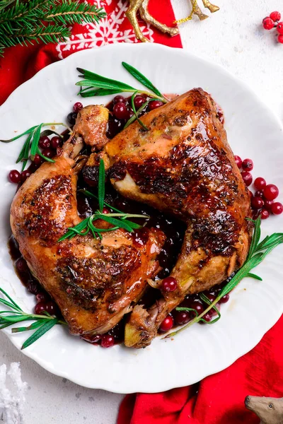 Cranberry Rosemary Roasted Chiken Style Rustic Selective Focus — ストック写真