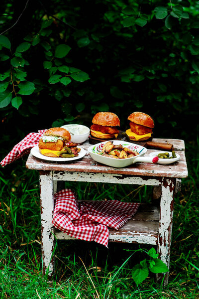 Fillet-o-fish and chips with tartare sauce.selective focus