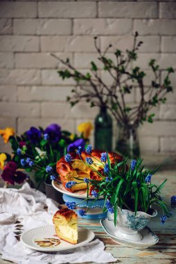 Romen paskası.. geleneksel paskalya pastaları. seçici odak