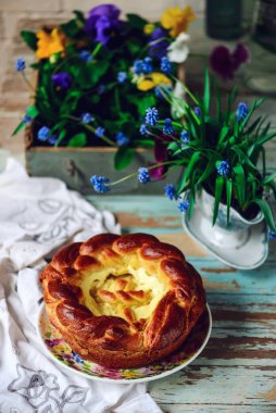 Romen paskası.. geleneksel paskalya pastaları. seçici odak