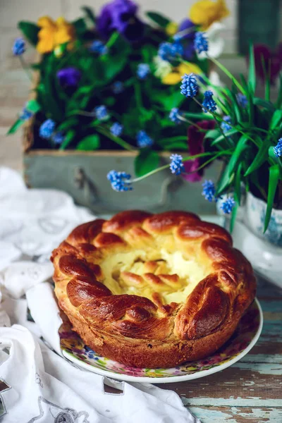 Rumänische Paska Traditionelles Ostergebäck Selektiver Fokus — Stockfoto