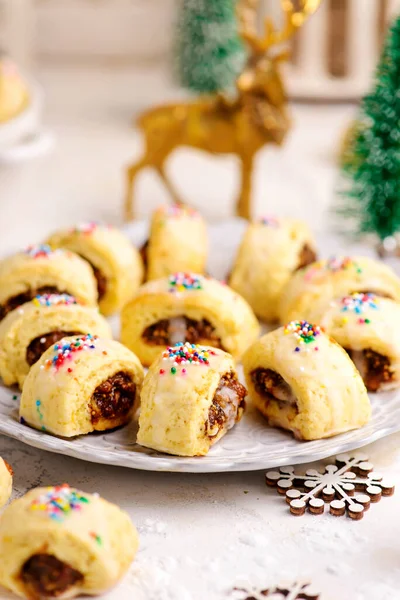 Cucidati Italien Noël Coockiesin Fond Noël — Photo