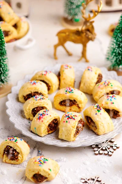 Cucidati Italien Noël Coockiesin Fond Noël — Photo