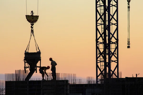 Pouring concrete into a newly built house — Stock Photo, Image