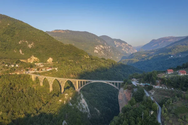 Djurdjevic Bridge Tara River Canyon Montenegro Aerial View — Stock Photo, Image