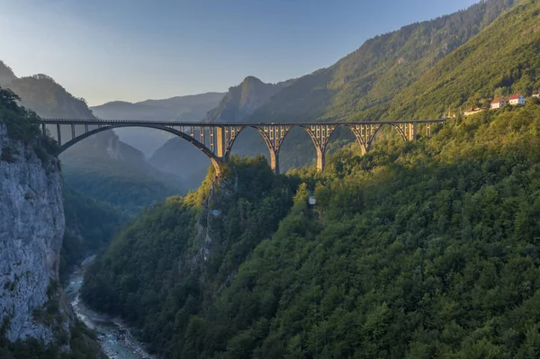 Djurdjevic Bridge Tara River Canyon Montenegro Aerial View — Stock Photo, Image