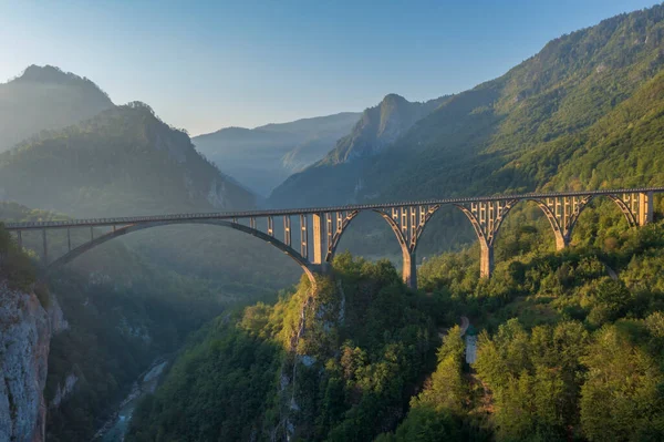 Djurdjevic Bridge Tara River Canyon Montenegro Aerial View — Stock Photo, Image