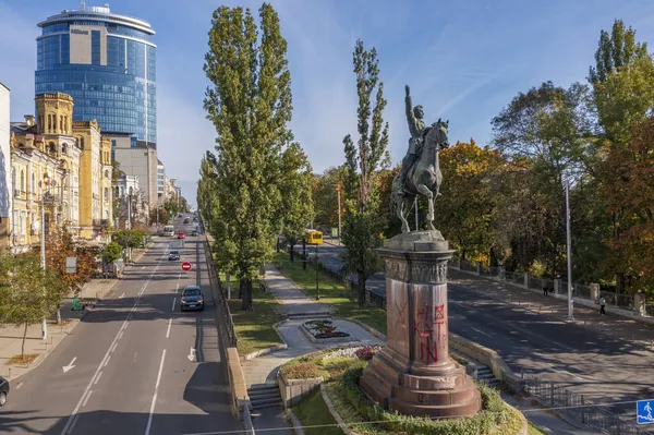 Luchtfoto Van Nikolay Shchors Monument Kiev Oekraïne — Stockfoto