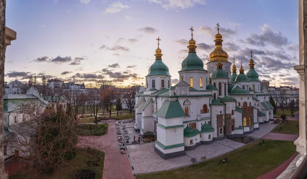 View Illuminated Sophia Cathedral Snowstorm December Christmas Kiev Ukraine — Zdjęcie stockowe