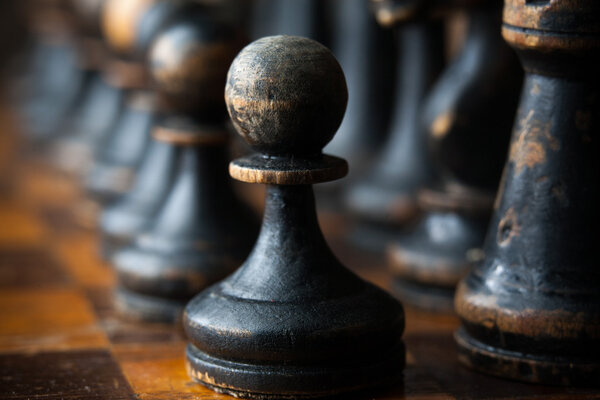 Vintage wooden chess pieces