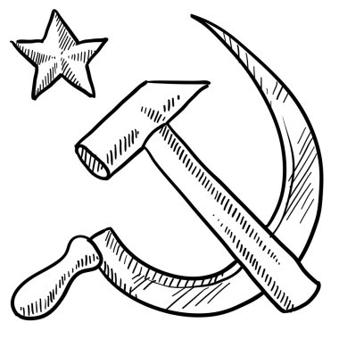 Communist hammer and sickle sketch clipart