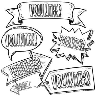 Volunteer labels, banners, and tags clipart