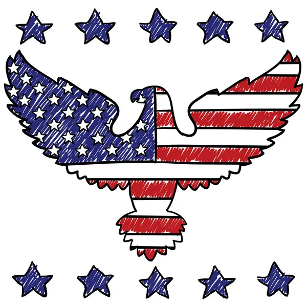 Schizzo patriottico dell'aquila americana — Vettoriale Stock